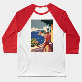 Cote D'Azur Vintage Travel Poster Baseball T-Shirt